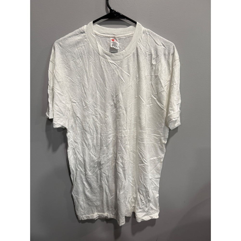 Vintage Hanes White T Shirt Blank Adult L (42 44) Short Sleeve Basic Tee